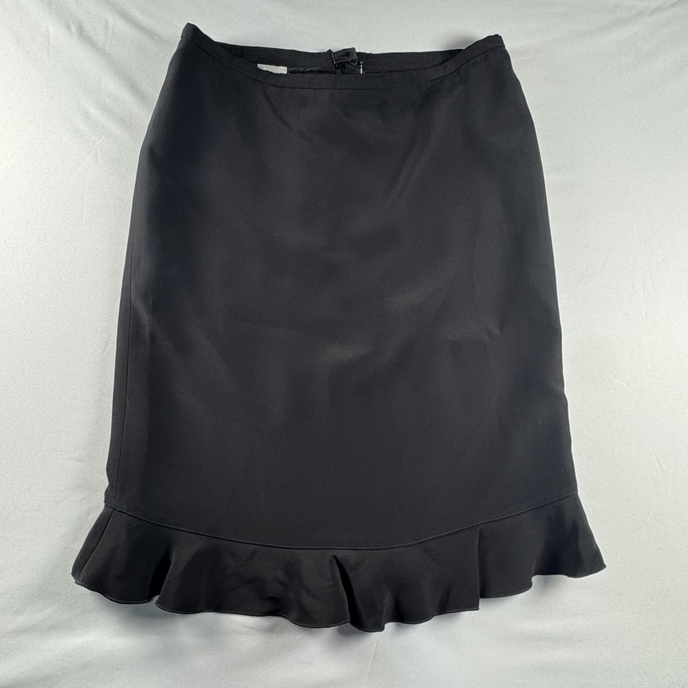 Armani Collezioni Womens Black‎ Ruffle Hem Knee Length Skirt Size 6 Professional